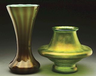 Loetz Designer And Metallin Vases.