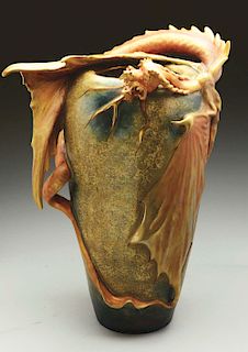 Amphora Ceramic Monumental Dragon Vase.