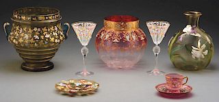 Lot of Eight Glass Items by Moser (Attr.).