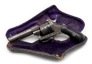 Pipe Cased European Pinfire Revolver 