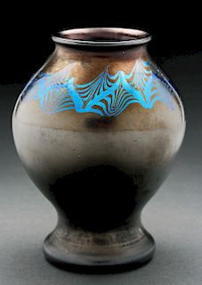 Tiffany Favrile Black Decorated Vase.