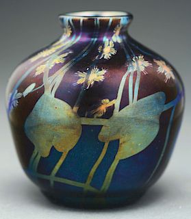 Tiffany Black Favrile Millefiori Vase.