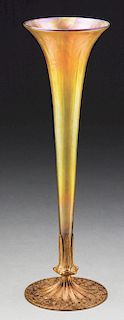Tiffany Gold Favrile Trumpet Vase.