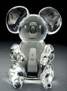 Steuben Great Koala Bear Glass Sculpture.