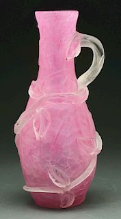 Steuben Matsunoke Rose Quartz Cameo Vase.