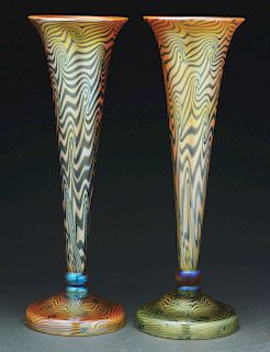 Two Durand King Tut Trumpet Vases.