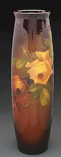 Roseville Pottery Large Rozane Vase with Yellow Wild Roses.