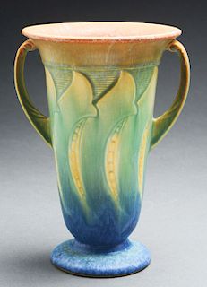 Roseville Pottery Falline "Pea Pod" Vase in Blue 