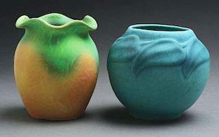 Lot of 2: Arts & Crafts Pottery Vases, Weller & Van Briggle. 