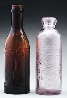 Lot of 2: Glass Coca Cola & Pepsi Bottles. 