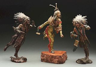 Lot of 3: Austrian Bronze Sculptures of Native Americans.