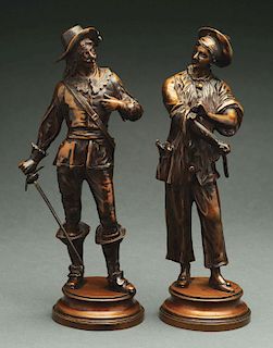 Charles Anfrie (1833 -1905) Pair of Bronze Cavaliers.