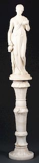 Large Marble Statue of Woman with Bowl & Pitcher.