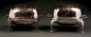 Lot of 2: Silver Plate Revolving Dome Entree Dishes.