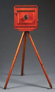 Early Box Camera with Tripod. 