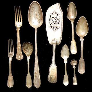 A Group of English and American Silver Flatware.