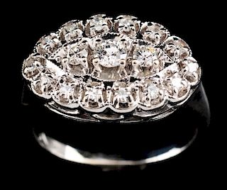 Ladies Antique 14K White Gold Diamond Ring.