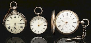 Lot of 3: English Sterling Silver Fusee Pocket Watches.