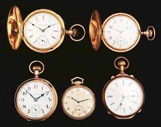 Lot of 5: American Gold-Filled Pocket Watches.