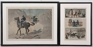 Cavalry Themed Archive of Framed Indian Wars Prints 