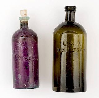 Two Civil War Army Hospital Bottles 