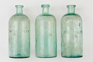 Hospital and Medical Department Bottles, Lot of Three 