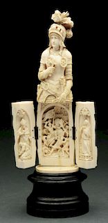 Carved Ivory Soldier with Battle Scene.