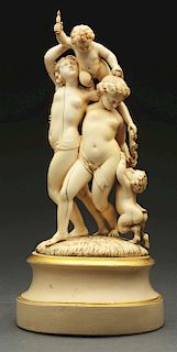 Carved European Ivory Statue of Women & Children.