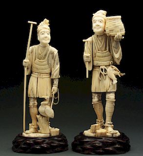 Lot of 2: Carved Ivory Japanese Men.