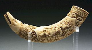 Carved European Ivory Horn Shard.