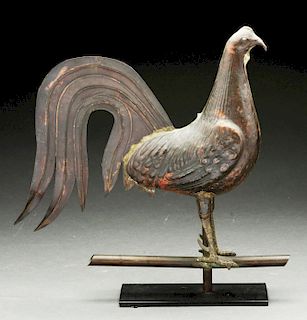 Fine Folk Art Cockerel or Peafowl Copper Weather Vane. 