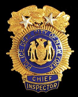 New York City Police Department Chief Inspector's Badge. 