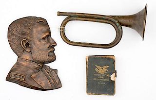 Named Edition of Upton's Infantry Tactics, Bugle and U.S. Grant Wall Plaque 