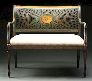 An Attractive Adam's Style Decorated Caneback Settee.