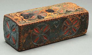 Extraordinary Carved and Paint-Decorated Candle Box.