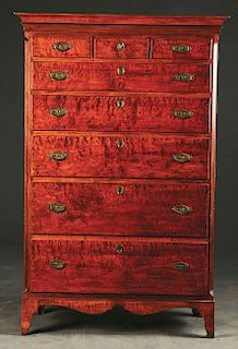Fine Federal Tiger Maple Tall Chest.
