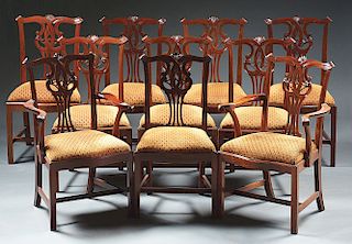 Set of 10 Chippendale Style Mahogany Dining Chairs.