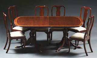 Very Fine Henkel-Harris Inlaid Mahogany Dining Room Set.