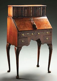 Diminutive Queen Anne Centennial Burr Walnut Lady's Slant-Lid Desk.