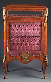 Louis XV Style Rosewood Veneered Curio Cabinet with Ormolu Mounts.