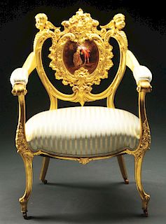 Louis XV  Rococo Gold-Gilt Armchair.