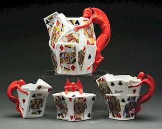 Lot of 4: Ceramic Royal Bayreuth Devil Pitchers. 