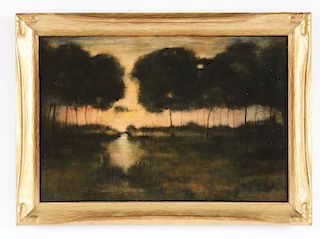 AFTER GEORGE INNESS (Late 19th century) TONALIST LANDSCAPE. 