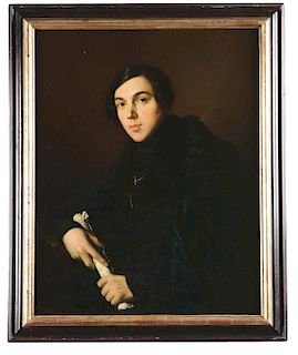 JACQUES ECK (France, 1812-1887) PORTRAIT OF A YOUNG GENTLEMAN.  