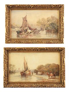 CLARKSON STANFIELD (English, 1793-1867) TWO THAMES RIVER SCENES. 