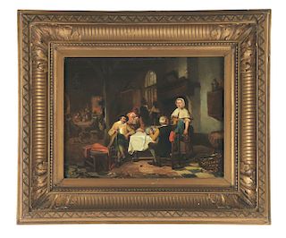 MANNER OF DAVID TENIERS, THE YOUNGER (Flemish, 1610-1690) TAVERN SCENE.    