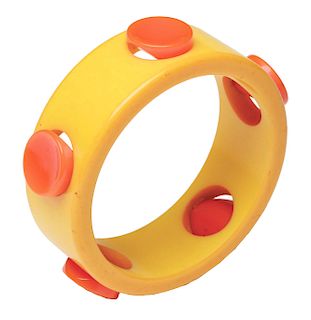 Yellow & Orange Spotted Bakelite Bracelet.