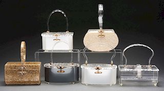Lot of 6: Vintage 1950's Lucite Handbags. 