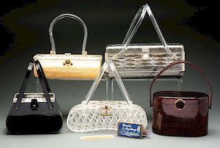 Lot of 5: Vintage 1950's Lucite Handbags. 