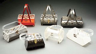 Lot of 7: Vintage 1950's Lucite Handbags. 